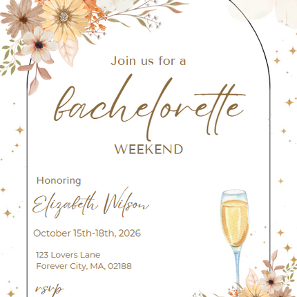 Wildflower Bachelorette Weekend Invitation – Canva Template