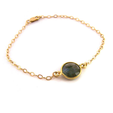 Labradorite Gemstone Gold Filled Chain Dainty Bracelet