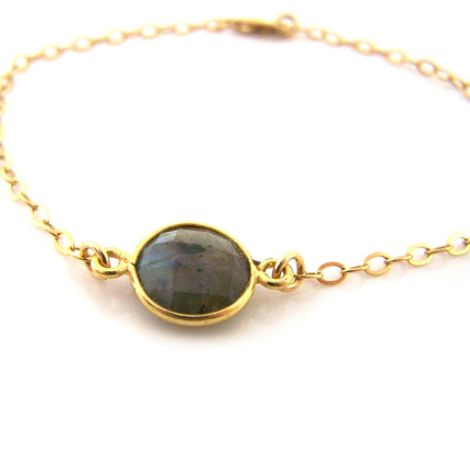 Labradorite Gemstone Gold Filled Chain Dainty Bracelet