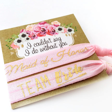 Bridesmaid or Maid of Honor Hair Ties Set - Wedding Party Gift