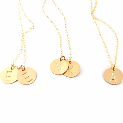 Small Initial Disc Necklace – Personalized Gold or Silver Necklace
