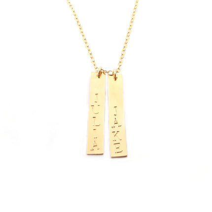 Vertical Gold Bar Name Necklace - 14k Gold Filled Jewelry - Personalized Necklace - Gift For Her
