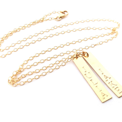 Vertical Gold Bar Name Necklace - 14k Gold Filled Jewelry - Personalized Necklace - Gift For Her