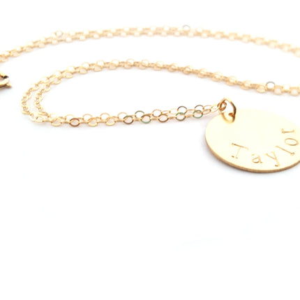 Gold Name Disc Necklace - Personalized Jewelry - Gift For Her