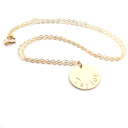Gold Name Disc Necklace - Personalized Jewelry - Gift For Her