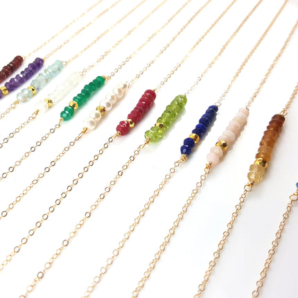 Gemstone Bar Necklace - 14k Gold Fill - Gift for Her