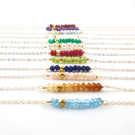 Gemstone Bar Necklace - 14k Gold Fill - Gift for Her