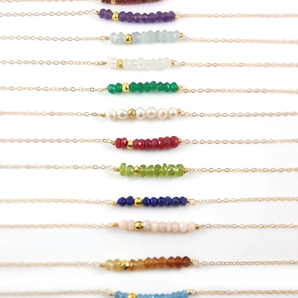 Gemstone Bar Necklace - 14k Gold Fill - Gift for Her