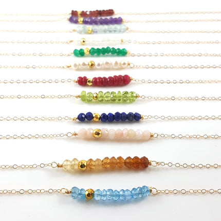Gemstone Bar Necklace - 14k Gold Fill - Gift for Her