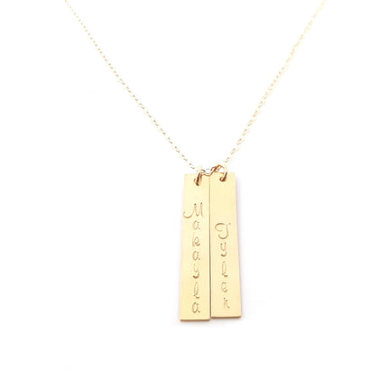 Vertical Gold Bar Name Necklace - 14k Gold Filled Jewelry - Personalized Necklace - Gift For Her