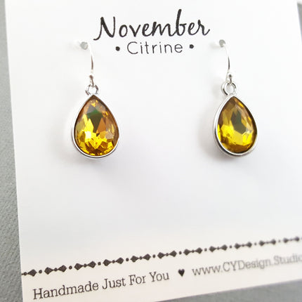 November Birthstone Earrings - Crystal Teardrop Earrings