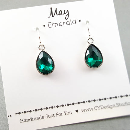 May Birthstone Earrings - Crystal Teardrop Earrings