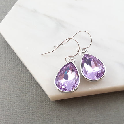 June Birthstone Earrings - Crystal Teardrop Earrings