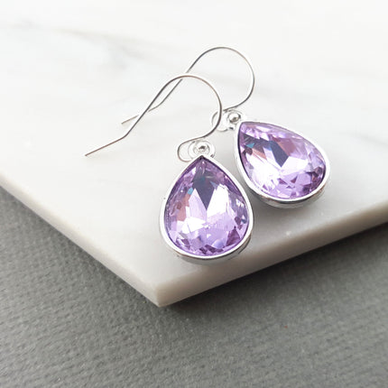 June Birthstone Earrings - Crystal Teardrop Earrings