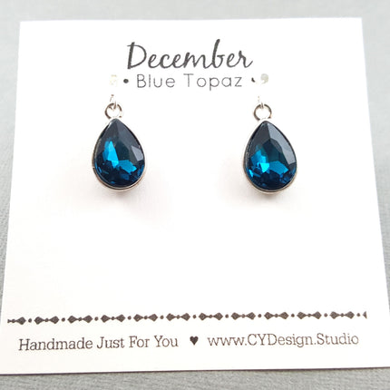 December Birthstone Earrings - Crystal Teardrop Earrings