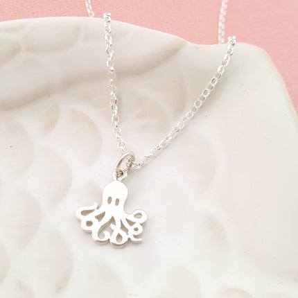 Octopus Charm Sterling Silver Necklace
