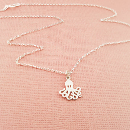 Octopus Charm Sterling Silver Necklace