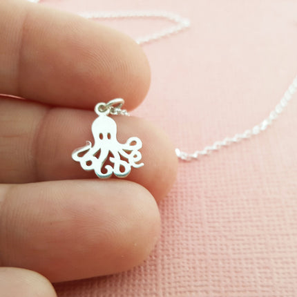 Octopus Charm Sterling Silver Necklace