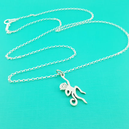 Monkey Charm Sterling Silver Necklace