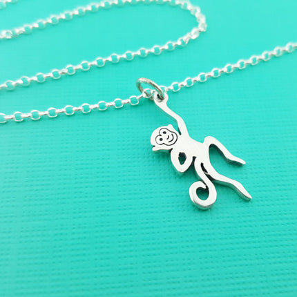 Monkey Charm Sterling Silver Necklace