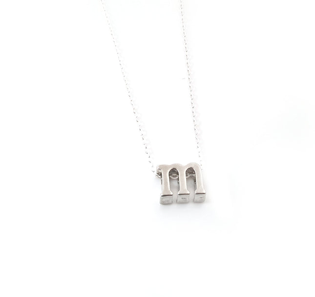 Silver Slide Initial Necklace - Initial Necklace for Her - Alphabet Letter Charm Necklace