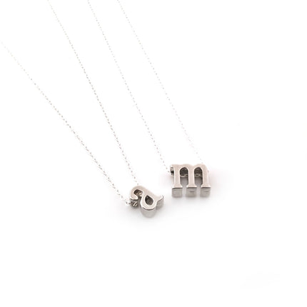 Silver Slide Initial Necklace - Initial Necklace for Her - Alphabet Letter Charm Necklace