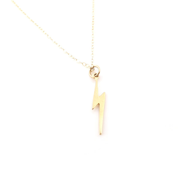 Gold Lightening Bolt Charm 14k Gold Filled Necklace Simple Jewelry - Dainty Gold Necklace - Simple Necklace