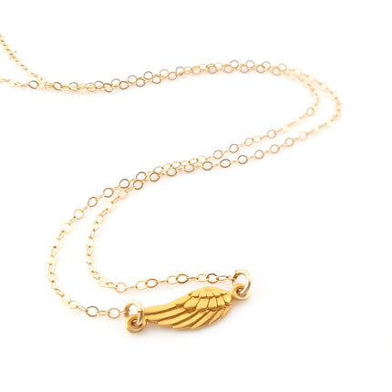 Gold Angel Wing Charm 14k Gold Filled Necklace Simple Jewelry - Dainty Gold Necklace - Simple Necklace