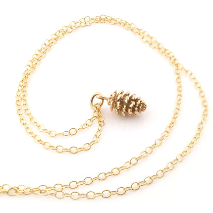 Gold Pinecone Charm 14k Gold Filled Necklace