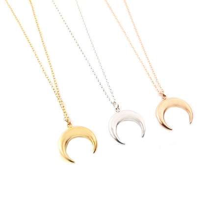 Simple Crescent Moon Pendant Necklace - Moon Necklace - Silver Gold Rose Gold - Gift for Her