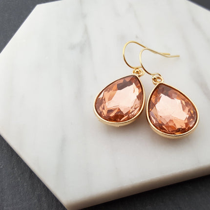 October Birthstone Earrings - Crystal Gold Filled Teardrop Earrings