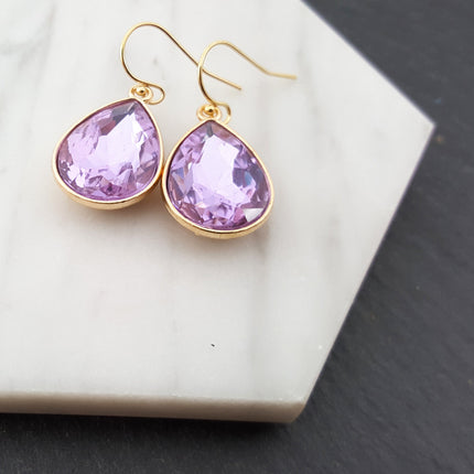 June Birthstone Earrings -  Crystal Teardrop Earrings