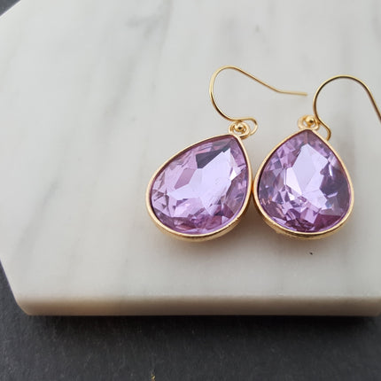 June Birthstone Earrings -  Crystal Teardrop Earrings