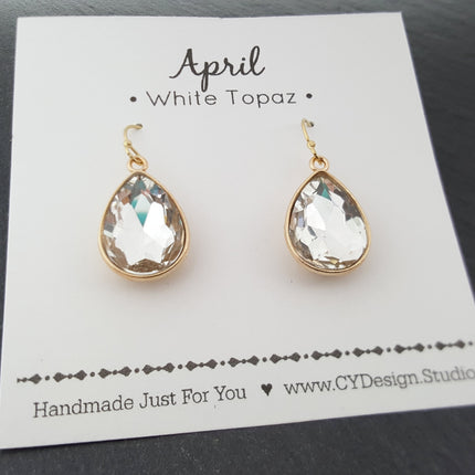April Birthstone Crystal 14k Gold Filled Earrings