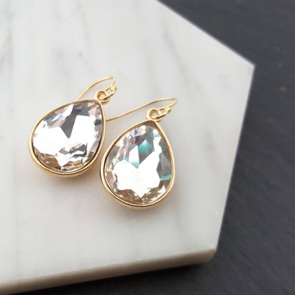 April Birthstone Crystal 14k Gold Filled Earrings