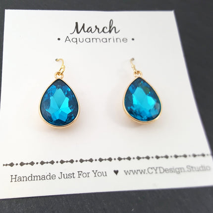 March Birthstone Earrings - Crystal Teardrop Earrings