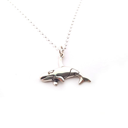 Orca Killer Whale Charm Sterling Silver Necklace