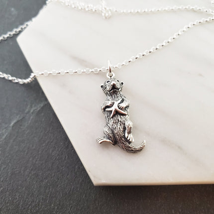Sterling Silver Sea Otter Necklace | 18" Chain
