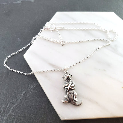Sterling Silver Sea Otter Necklace | 18" Chain