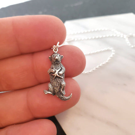 Sterling Silver Sea Otter Necklace | 18" Chain