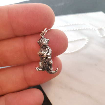 Sterling Silver Sea Otter Necklace | 18" Chain