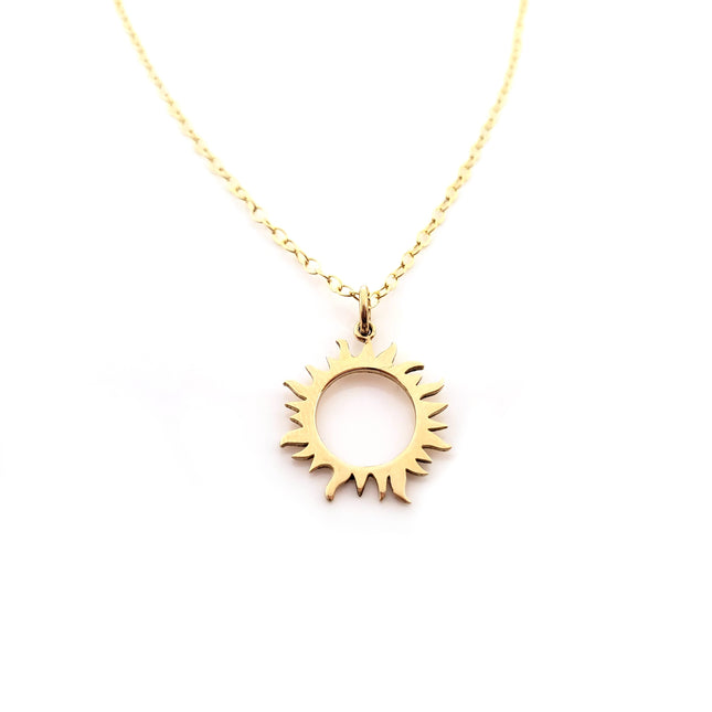 Sun Eclipse Charm Necklace - Dainty 14k Gold Filled Jewelry