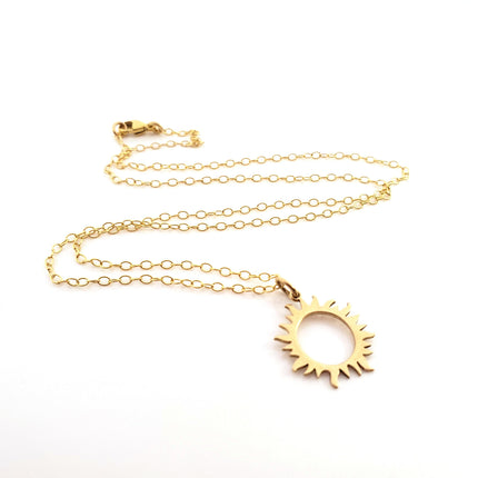 Sun Eclipse Charm Necklace - Dainty 14k Gold Filled Jewelry