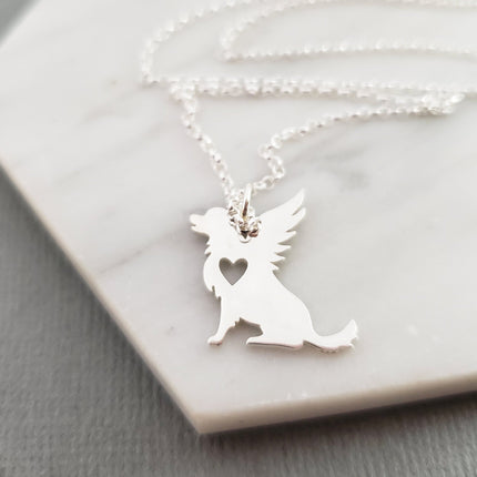 Dog Angel Wing Charm - Sympathy Pet Loss Charm - Sterling Silver Necklace