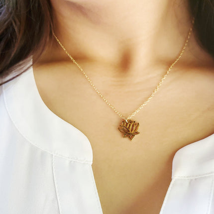 Lotus Flower Charm- Dainty 14k Gold Filled Jewelry