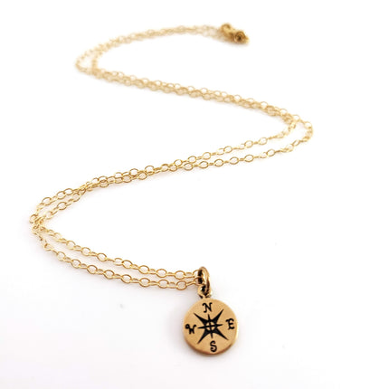 Compass Charm- Dainty 14k Gold Filled Jewelry