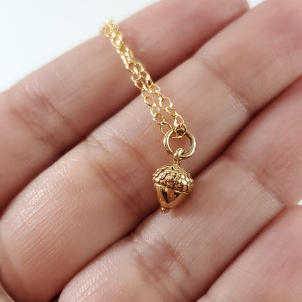Acorn Charm- Dainty 14k Gold Filled Jewelry