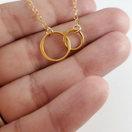 Two Circles of Life Charm - 14k Gold Filled Necklace