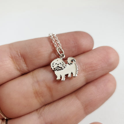 Maltese Dog Charm Necklace - Sterling Silver Jewelry