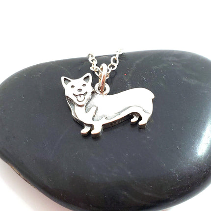 Corgi Dog Charm Necklace - Sterling Silver Jewelry